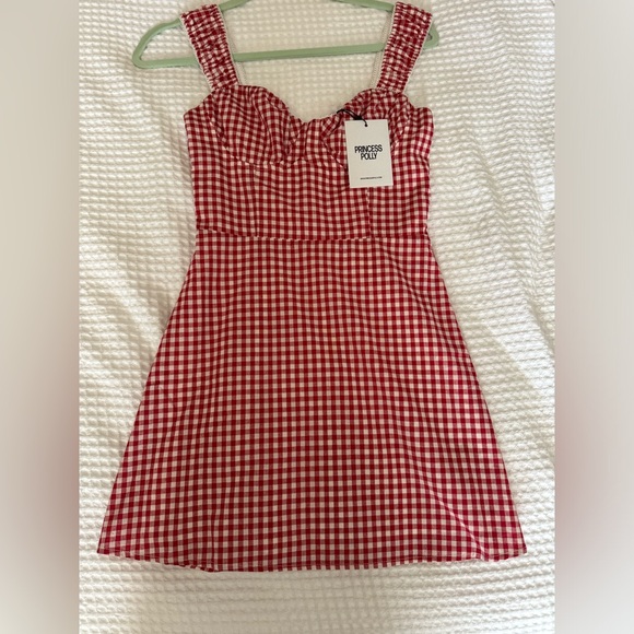 Princess Polly FAUBERT MINI DRESS RED GINGHAM Size 2 NWT - Picture 5 of 7